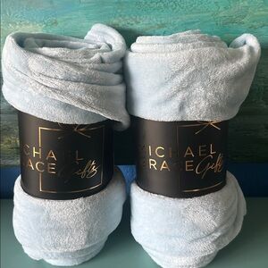 2 New 50 x 72 Super Soft Pale Blue Blanket/ Throw